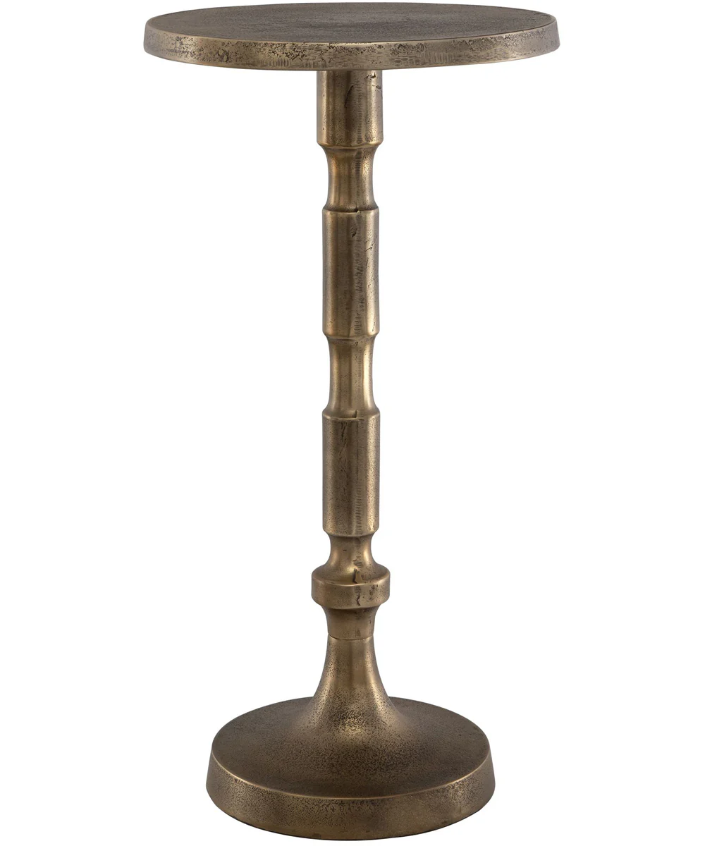Drink Table in Textured Aluminum and Antique Brass