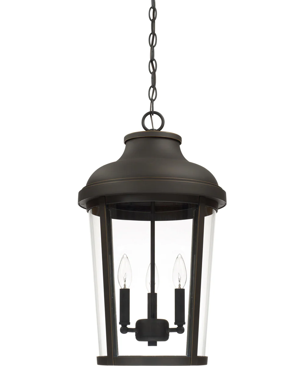 Dunbar 3-Light Outdoor Hanging Rain or Shine - Oiled Bronze with Clear Glass