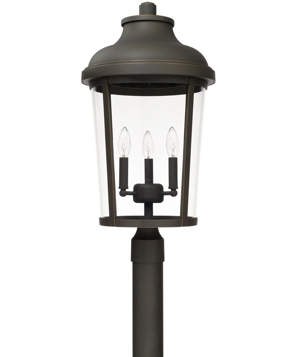 Dunbar 3-Light Outdoor Post Mount Rain or Shine - Oiled Bronze with Clear Glass