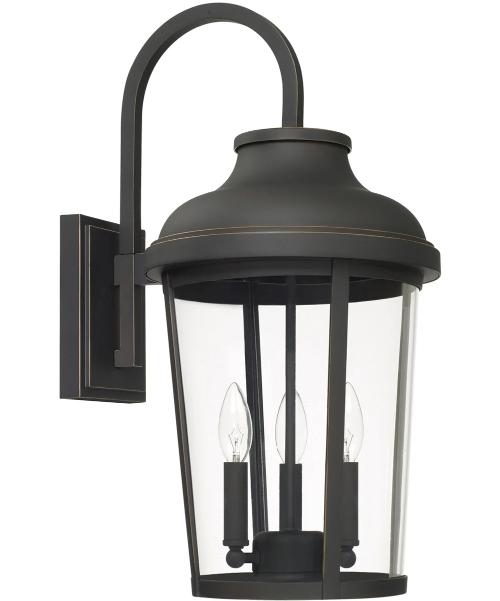 Dunbar 3-Light Outdoor Wall Mount Rain or Shine - Oiled Bronze with Clear Glass
