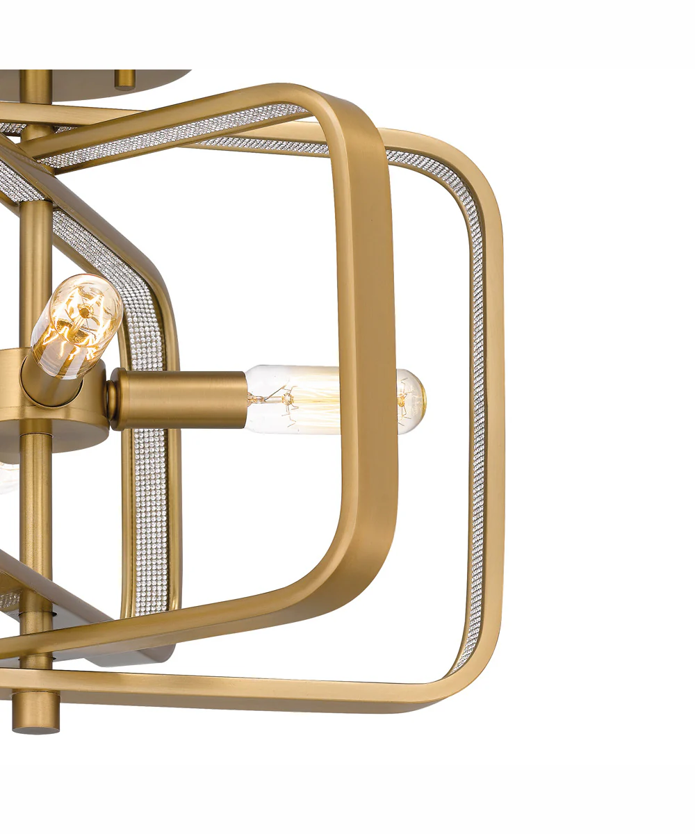 Dupree Medium 4-light Semi Flush Mount Brushed Weathered Brass - Image 6