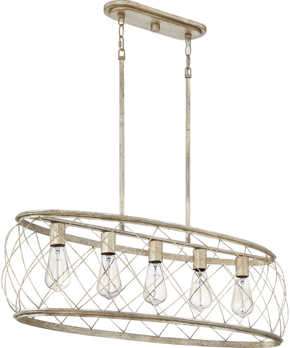 Dury 5-light Island Light Century Silver Leaf - Image 3