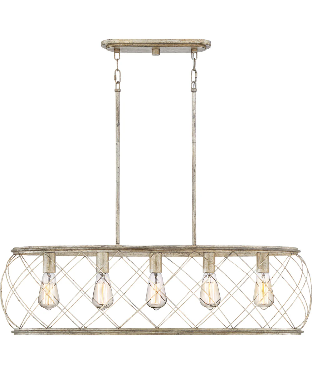 Dury 5-light Island Light Century Silver Leaf - Image 4