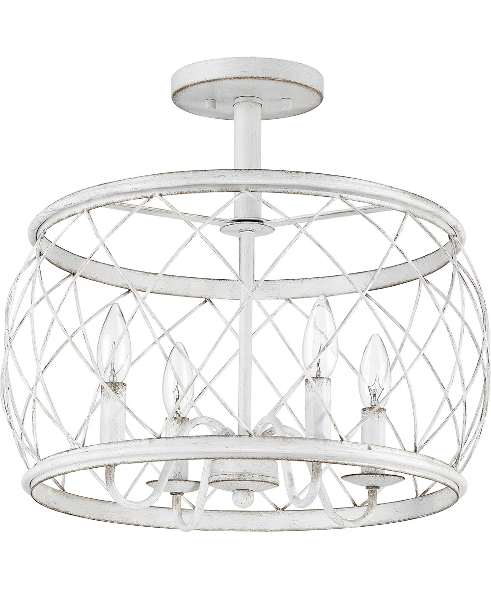 Dury Medium 4-light Semi Flush Mount Antique White - Image 3