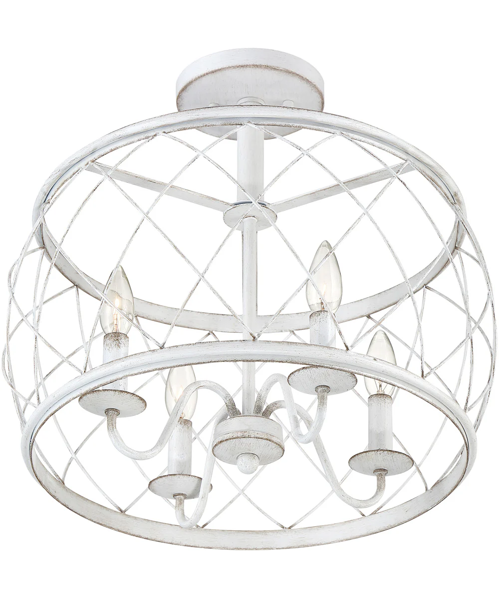 Dury Medium 4-light Semi Flush Mount Antique White - Image 4