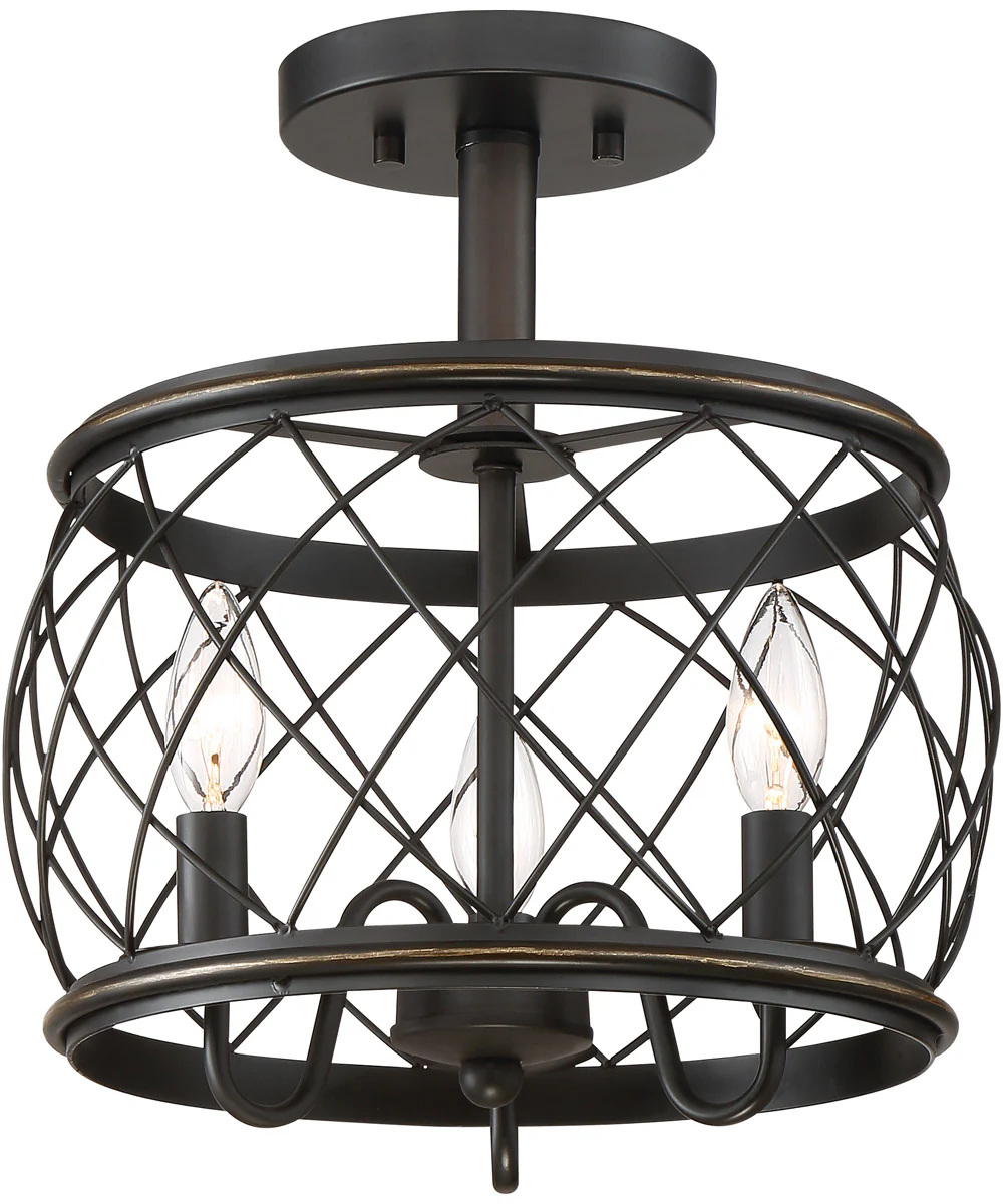 Dury Small 3-light Semi Flush Mount Palladian Bronze - Image 2