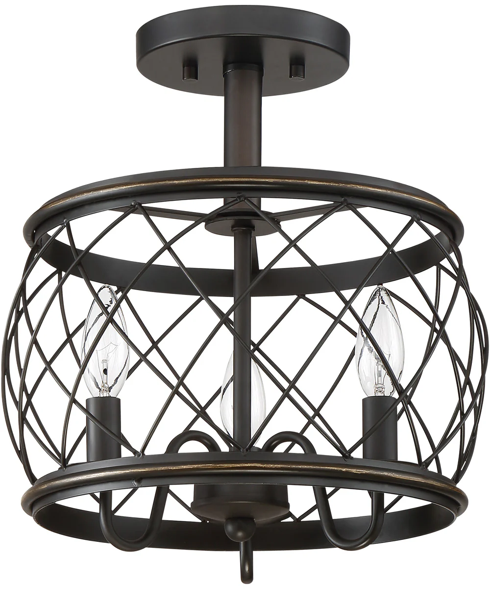 Dury Small 3-light Semi Flush Mount Palladian Bronze - Image 3