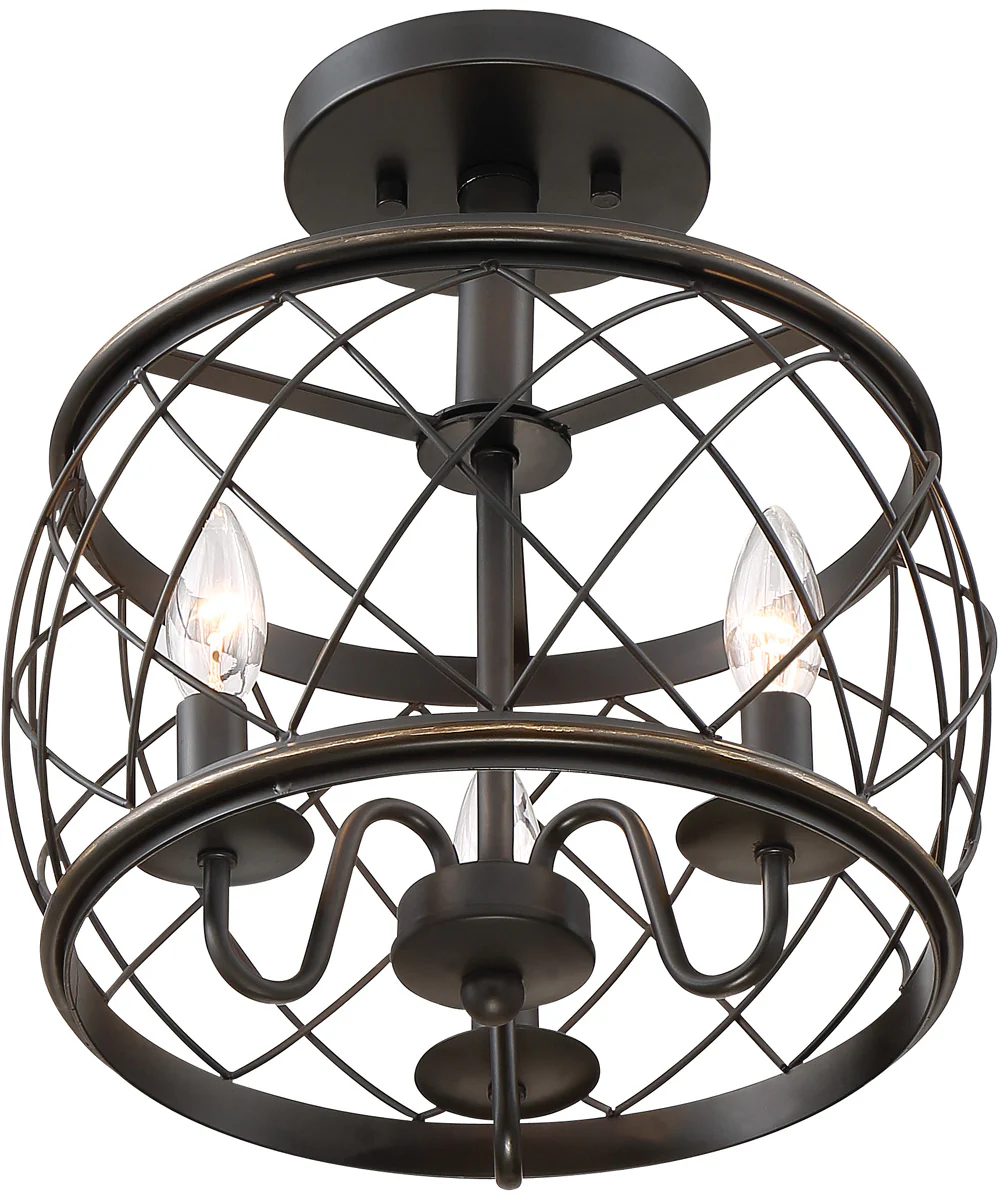 Dury Small 3-light Semi Flush Mount Palladian Bronze - Image 4