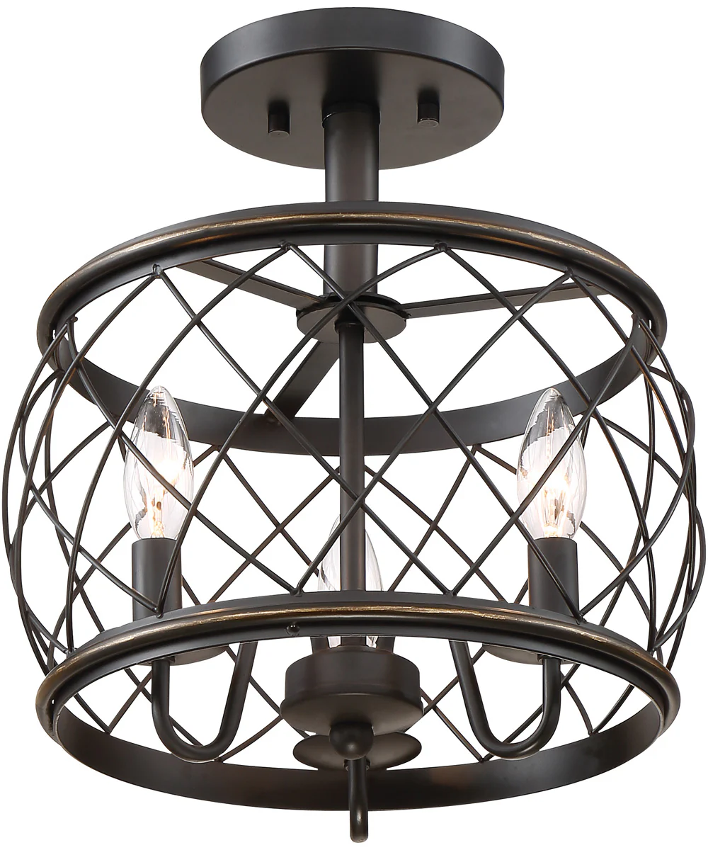 Dury Small 3-light Semi Flush Mount Palladian Bronze - Image 5