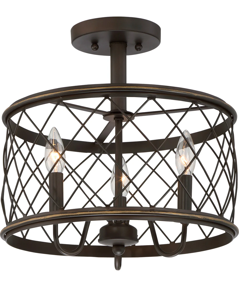Dury Small 3-light Semi Flush Mount Palladian Bronze - Image 2