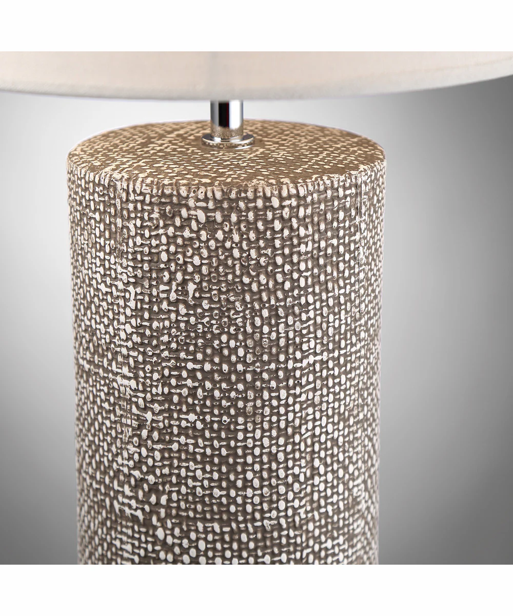 Dustin 1-Light Table Lamp Dark Brown Ceramichrome/ White Linen Shade - Image 2