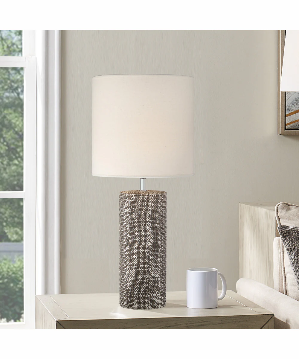 Dustin 1-Light Table Lamp Dark Brown Ceramichrome/ White Linen Shade - Image 3