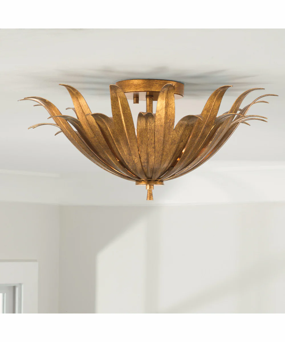 Eden 3-Light Semi-Flush Antique Gold - Image 2