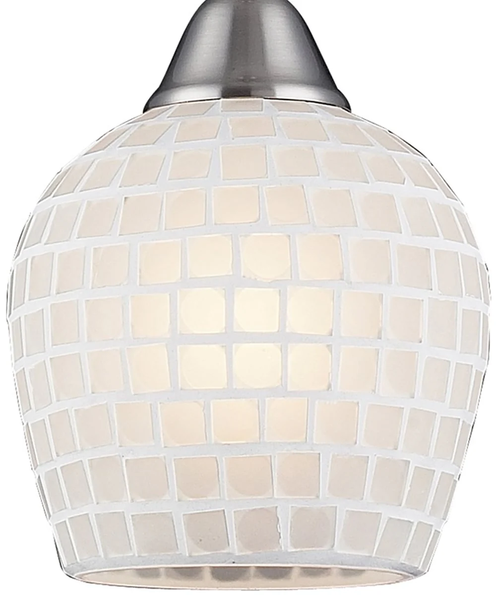 5"w Fusion 1-Light Pendant Satin Nickel/White Mosaic - Image 5