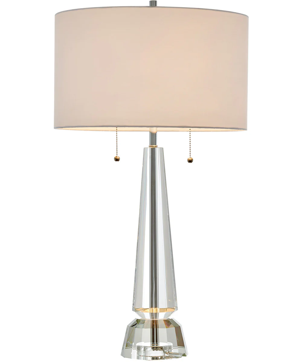Eloise 2-Light Table Lamp Crystal/White Fabric Shade