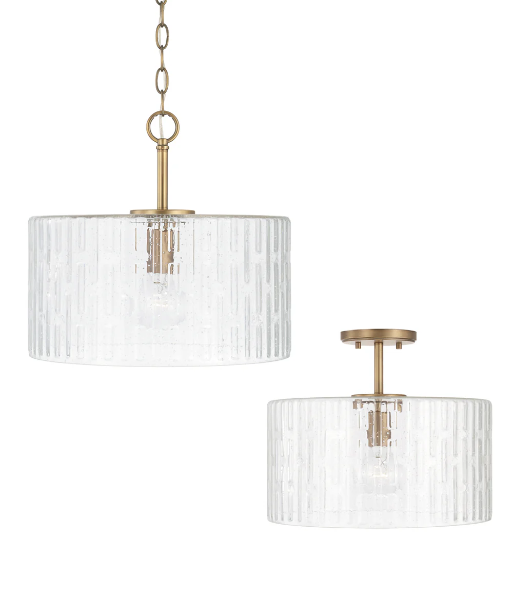 Emerson 1-Light Dual-Mount Semi-Flush/Pendant Mount In Aged Brass - Image 2