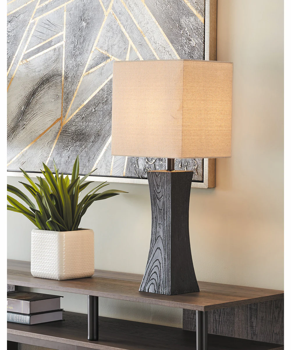 Enkel 2-Light 2 Pack-Table Lamp Dark Walnut Finish/Linen Fabric - Image 2
