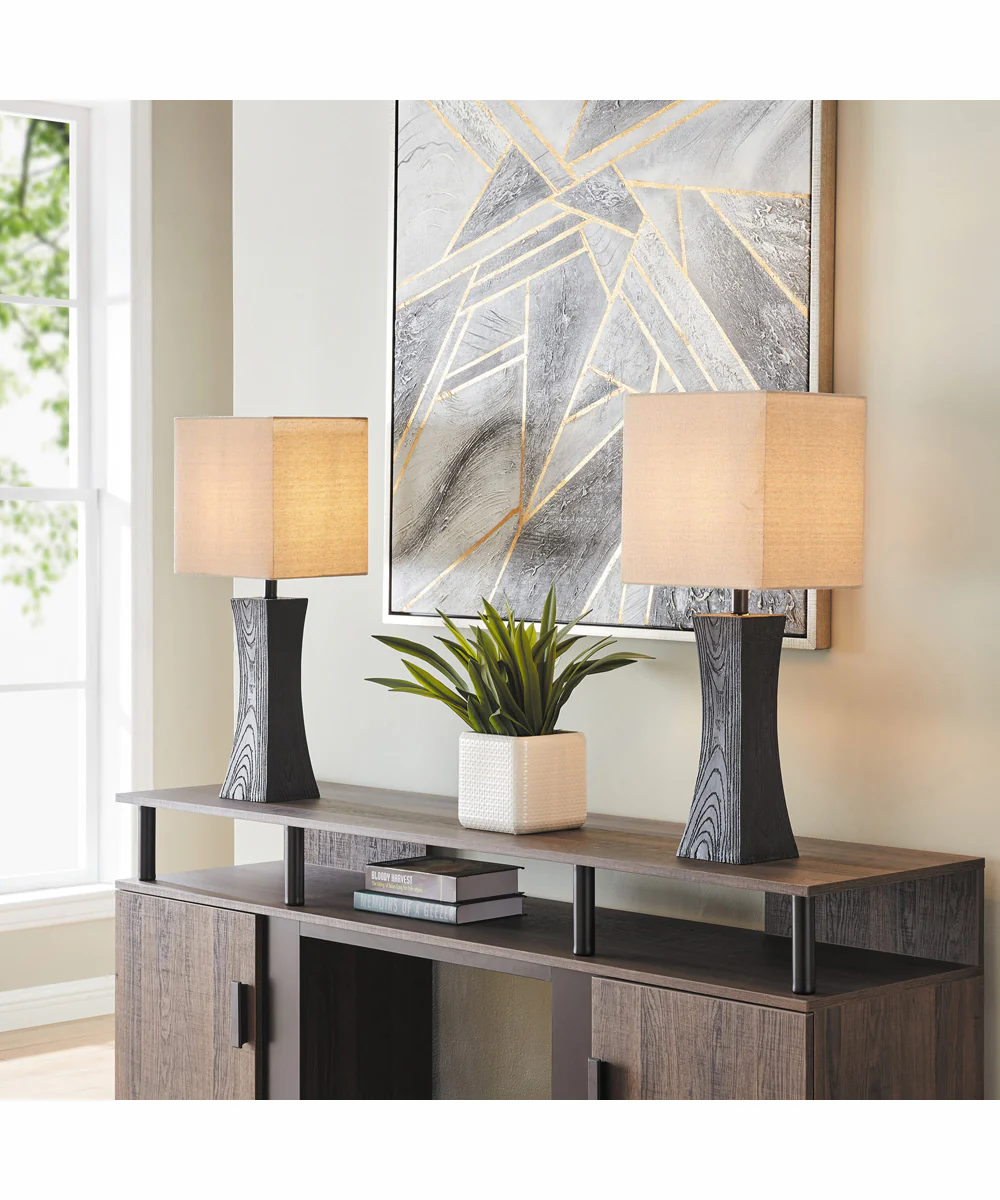 Enkel 2-Light 2 Pack-Table Lamp Dark Walnut Finish/Linen Fabric - Image 3