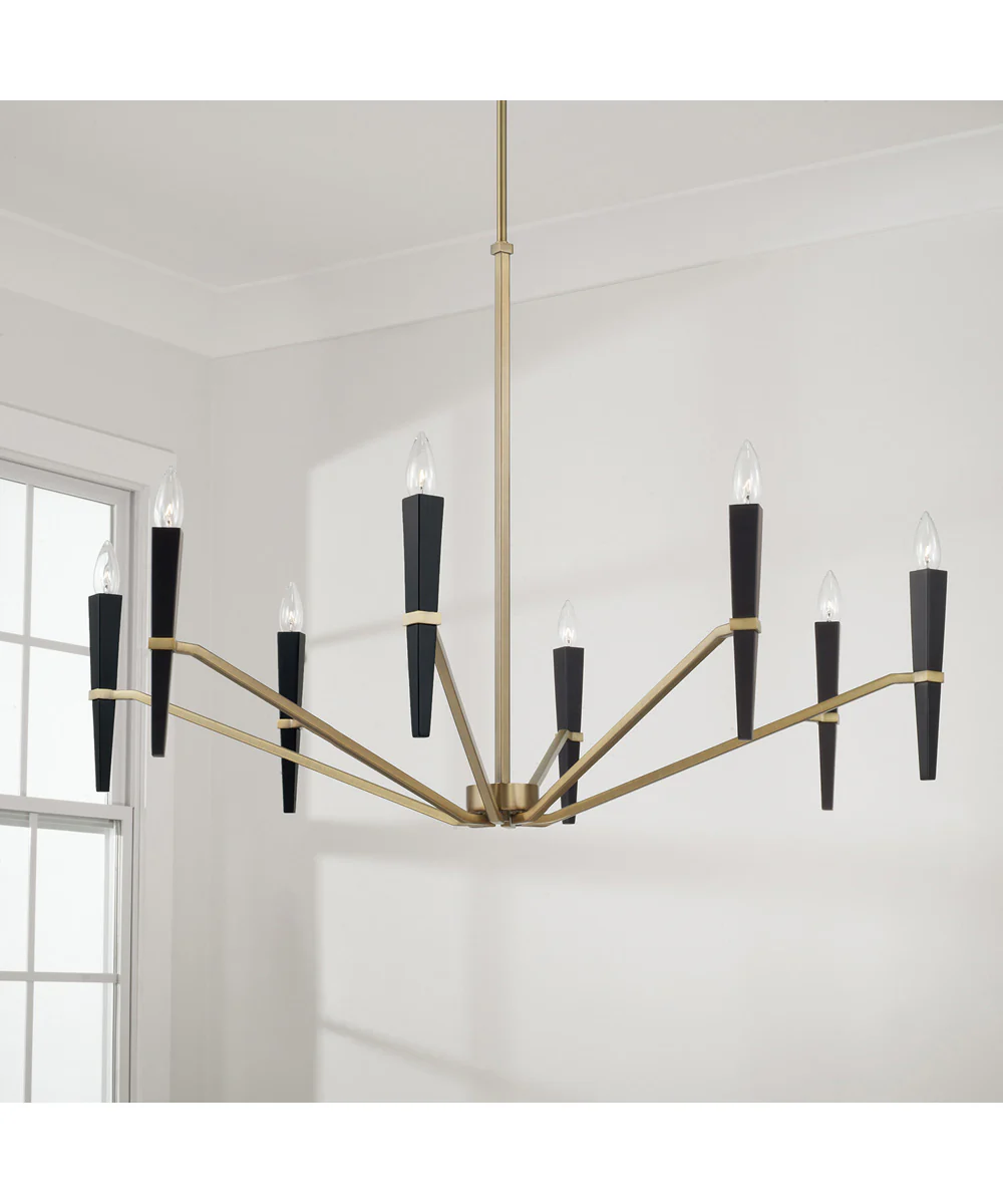 Enzo 8-Light Chandelier Aged Brass and Black - Image 2