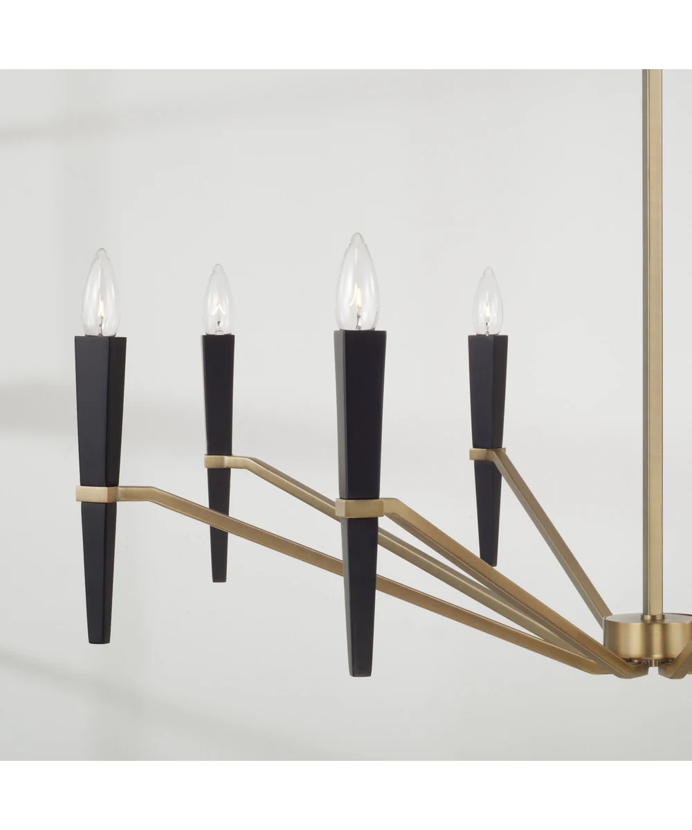 Enzo 8-Light Chandelier Aged Brass and Black - Image 4