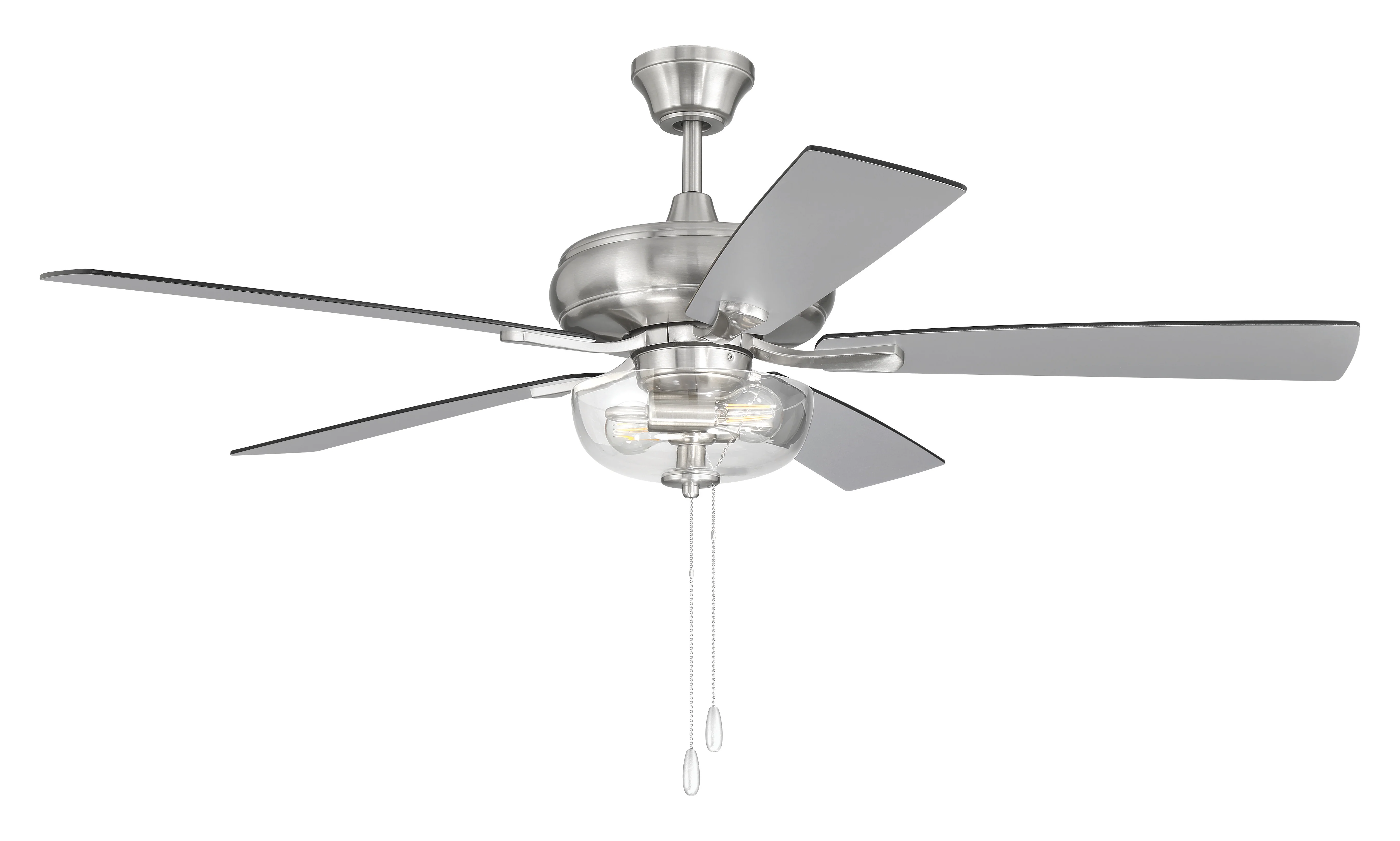 EOS 2 Light Clear Bowl 52" Ceiling Fan 2-Light Fan Brushed Polished Nickel