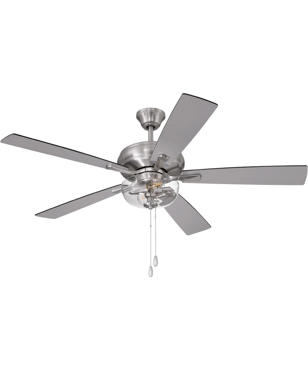 EOS 2 Light Clear Bowl 52" Ceiling Fan 2-Light Fan Brushed Polished Nickel - Image 10