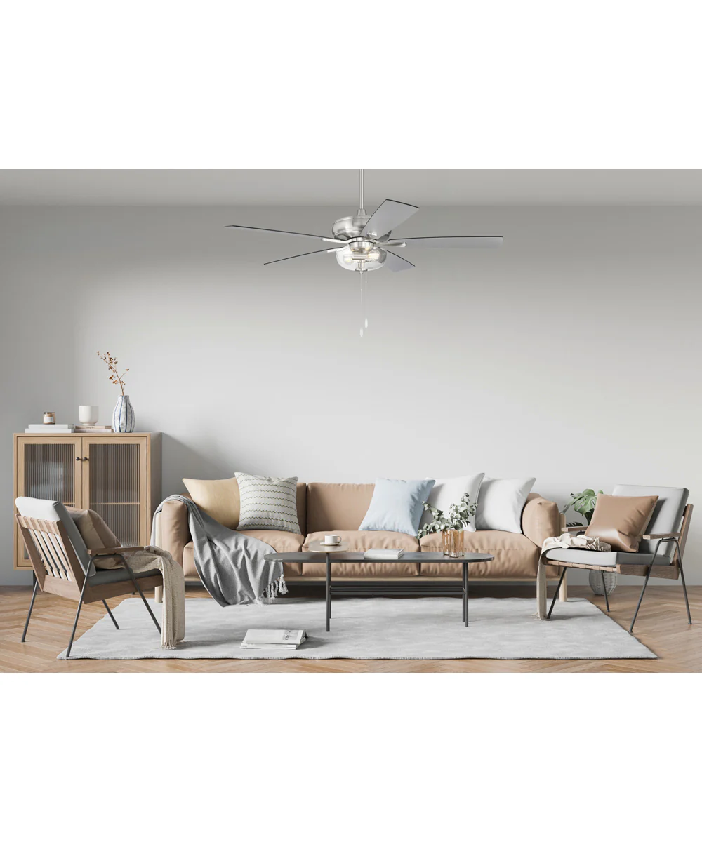 EOS 2 Light Clear Bowl 52" Ceiling Fan 2-Light Fan Brushed Polished Nickel - Image 2