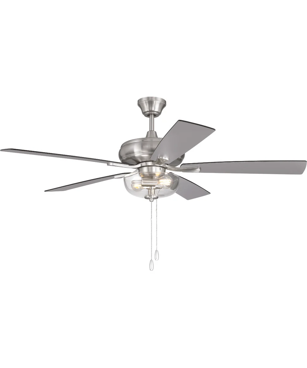 EOS 2 Light Clear Bowl 52" Ceiling Fan 2-Light Fan Brushed Polished Nickel - Image 3