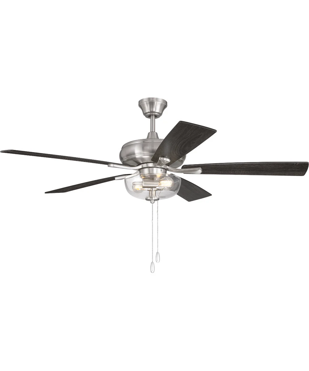 EOS 2 Light Clear Bowl 52" Ceiling Fan 2-Light Fan Brushed Polished Nickel - Image 5