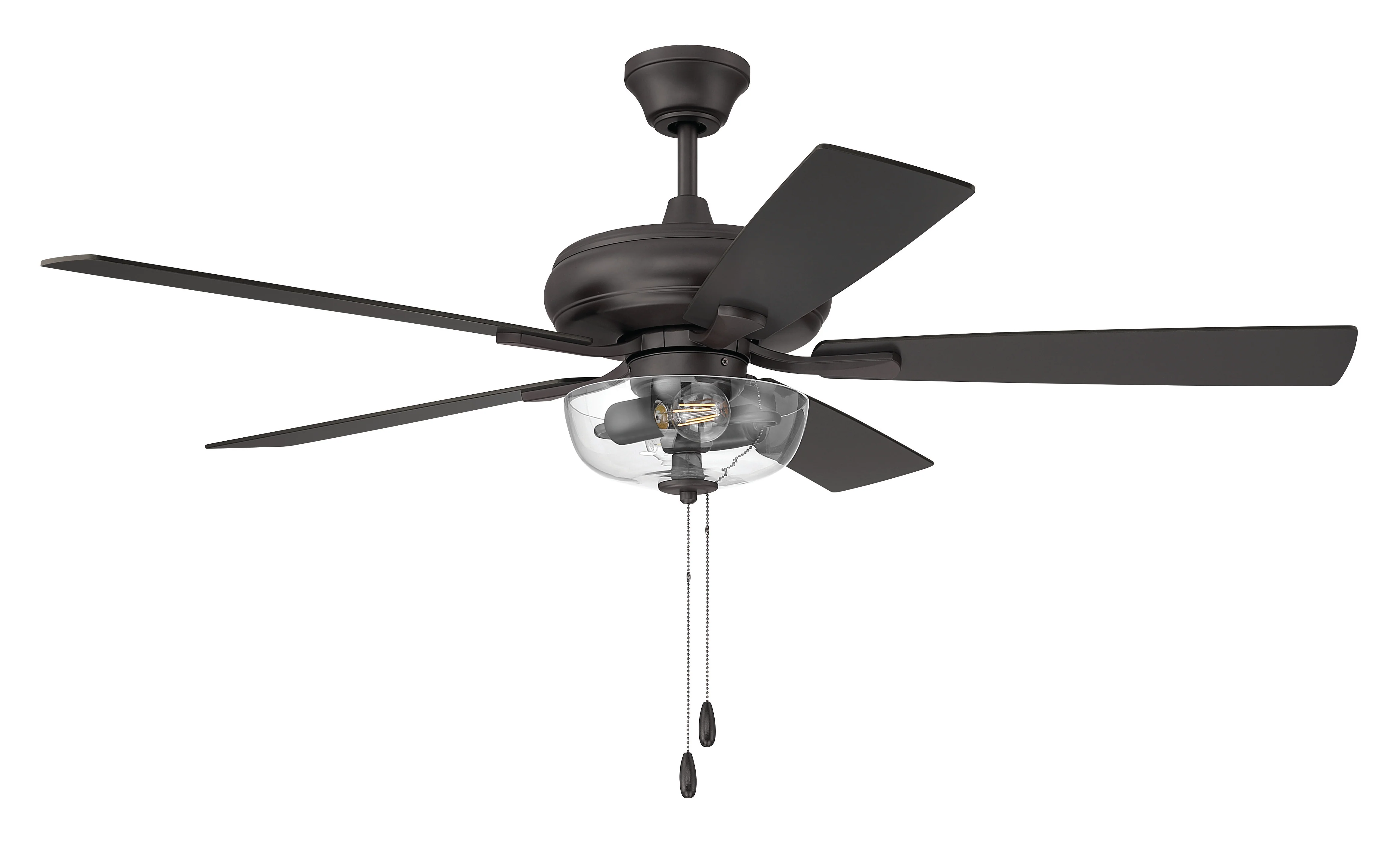 EOS 2 Light Clear Bowl 52" Ceiling Fan 2-Light Fan Classic Bronze