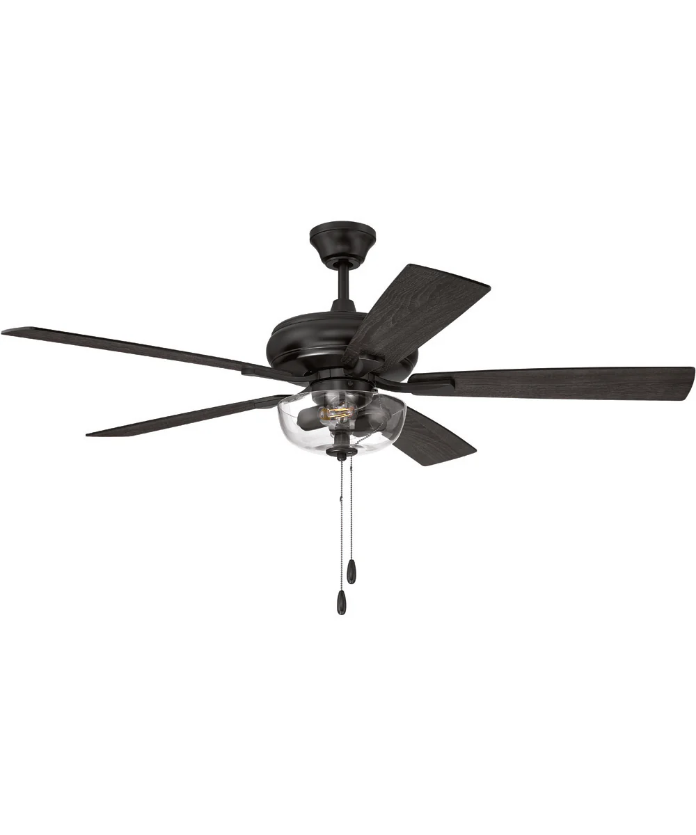 EOS 2 Light Clear Bowl 52" Ceiling Fan 2-Light Fan Flat Black - Image 4