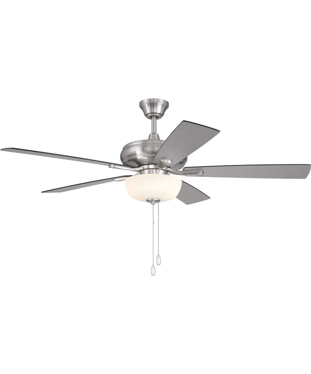 EOS 2 Light Frosted White Bowl 52" Ceiling Fan 2-Light Fan Brushed Polished Nickel - Image 3