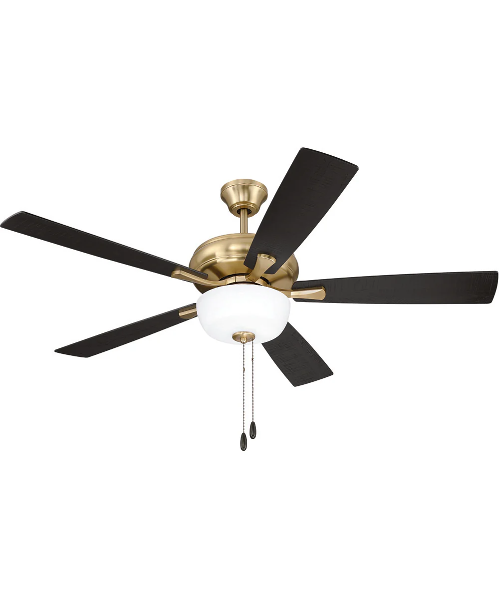 EOS 2 Light Frosted White Bowl 52" Ceiling Fan 2-Light Fan Satin Brass - Image 10