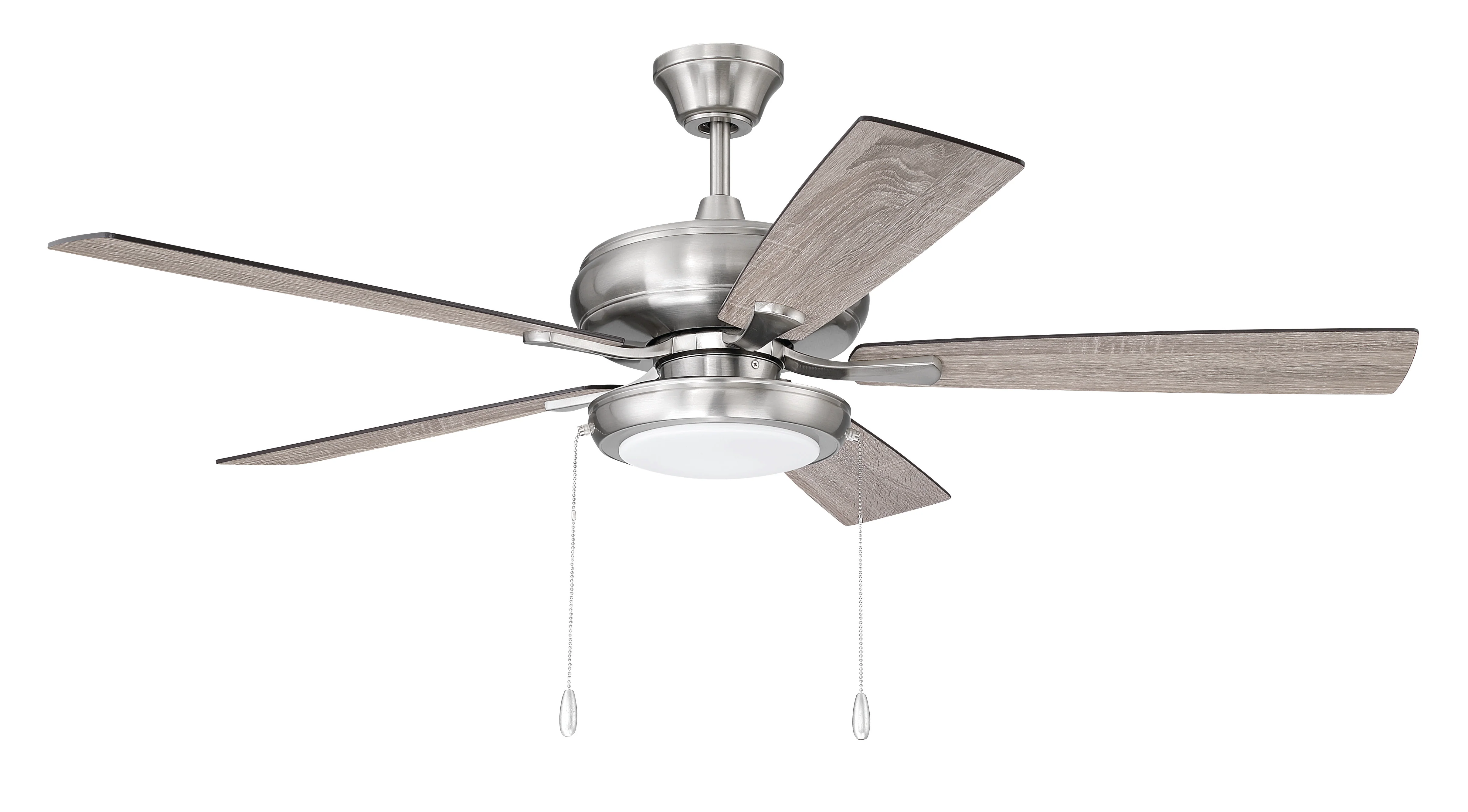 EOS Low Profile 1 bulb Frosted White 52" Ceiling Fan 1-Light Fan Brushed Polished Nickel