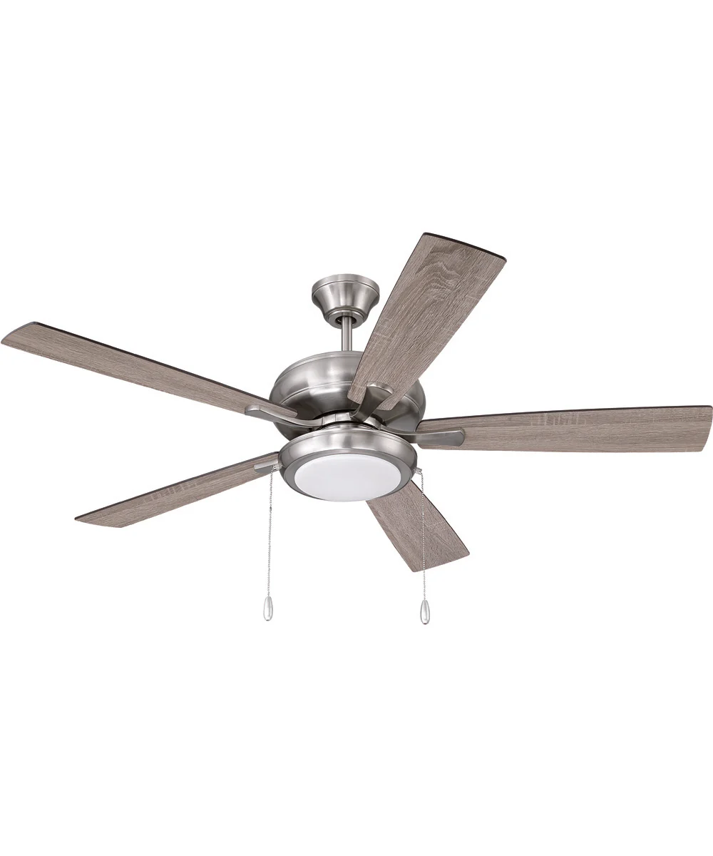 EOS Low Profile 1 bulb Frosted White 52" Ceiling Fan 1-Light Fan Brushed Polished Nickel - Image 10