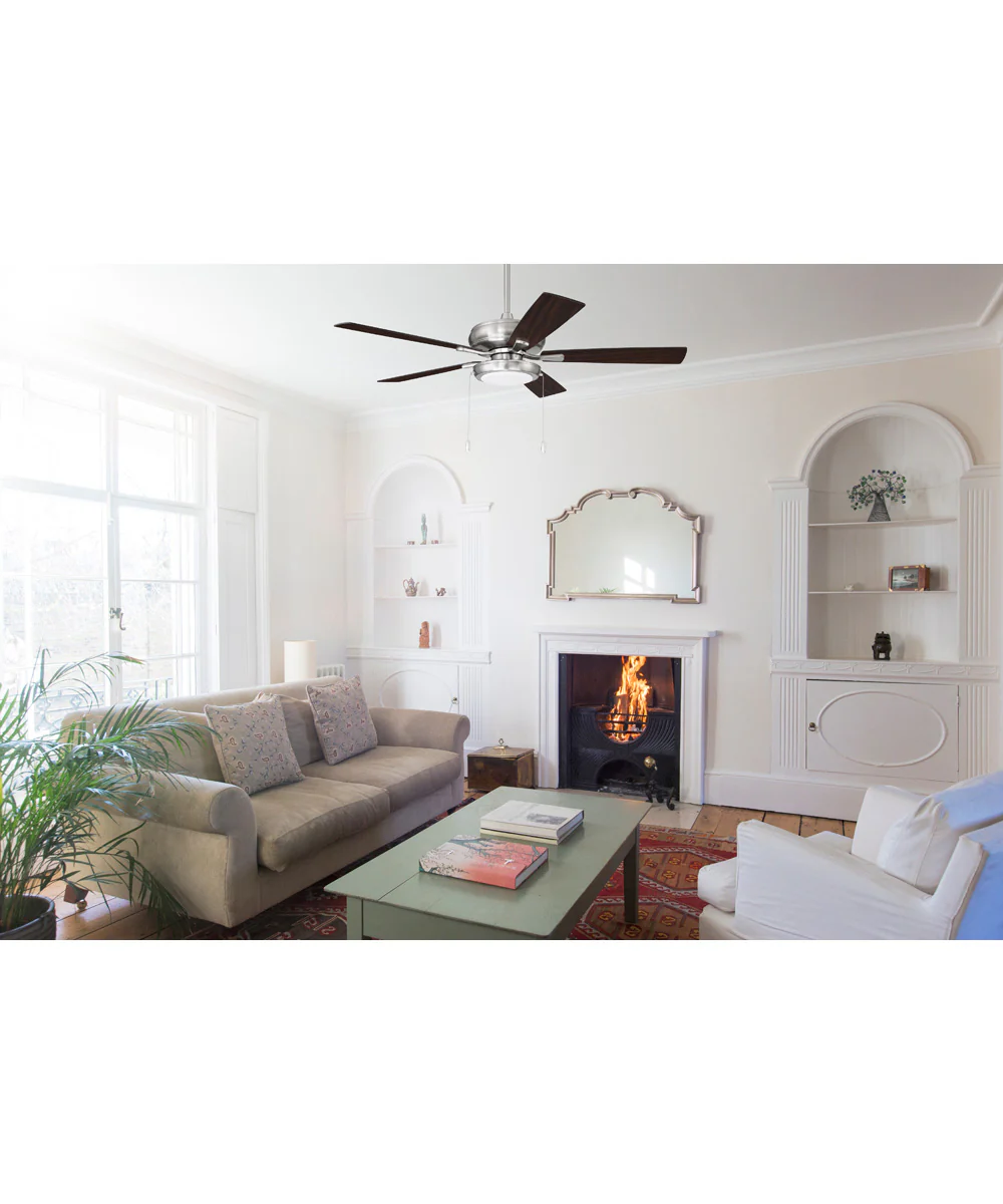 EOS Low Profile 1 bulb Frosted White 52" Ceiling Fan 1-Light Fan Brushed Polished Nickel - Image 2