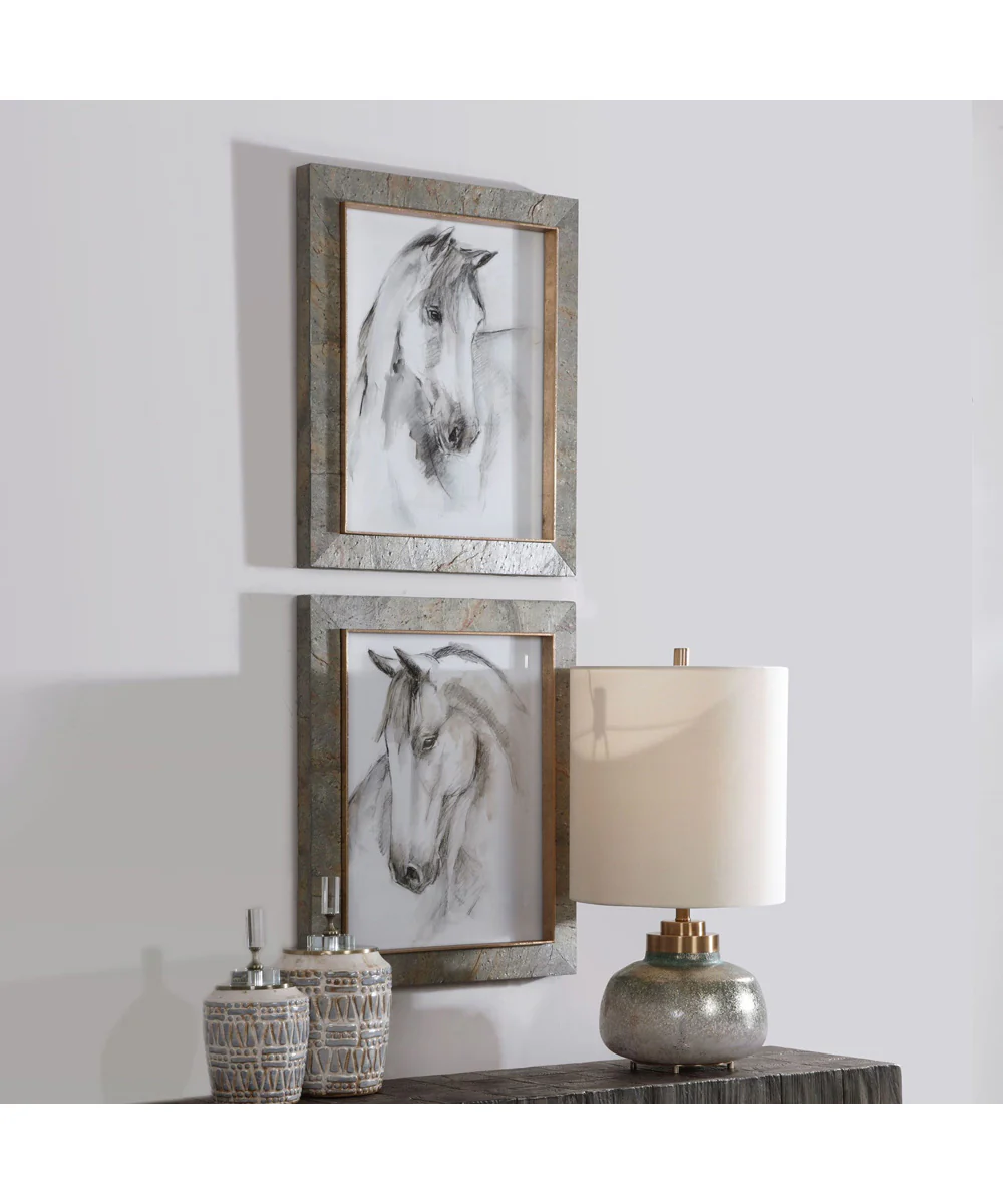 Equestrian Watercolor Framed Prints, Set of 2
