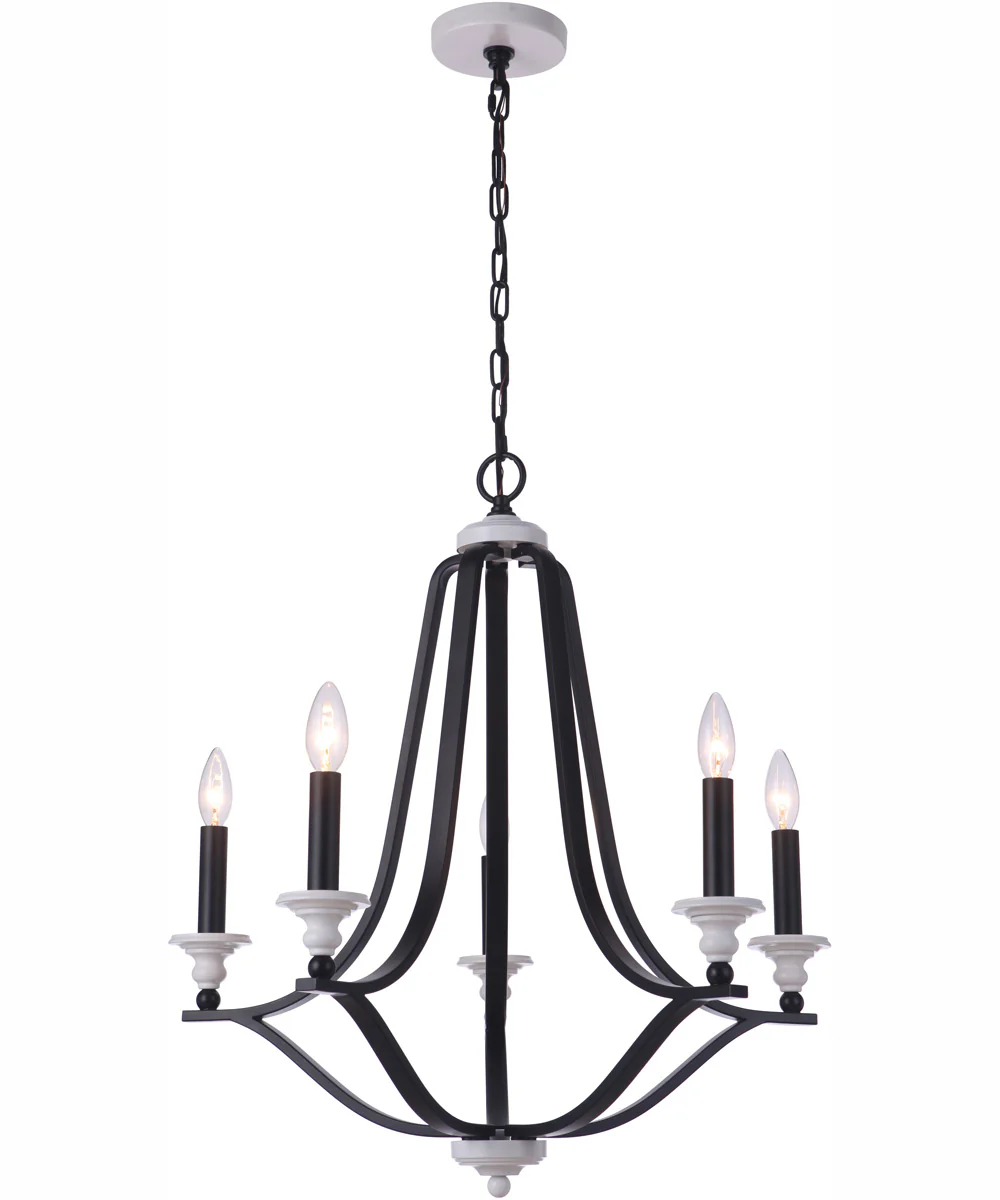Esme 5-Light Chandelier Flat Black / Matte White - Image 2