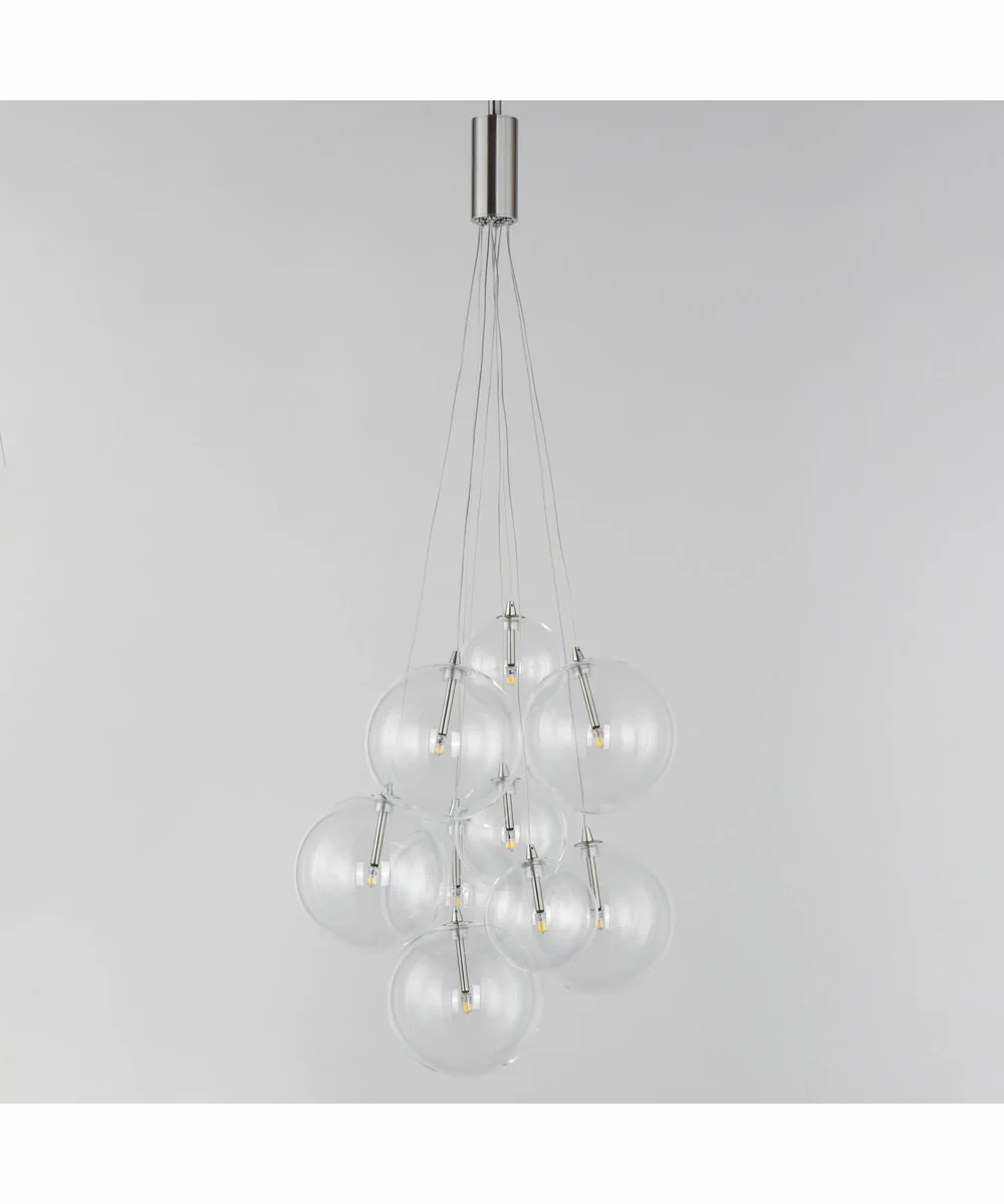 Burst 9-Light LED Pendant - Clear Satin Nickel - Image 2
