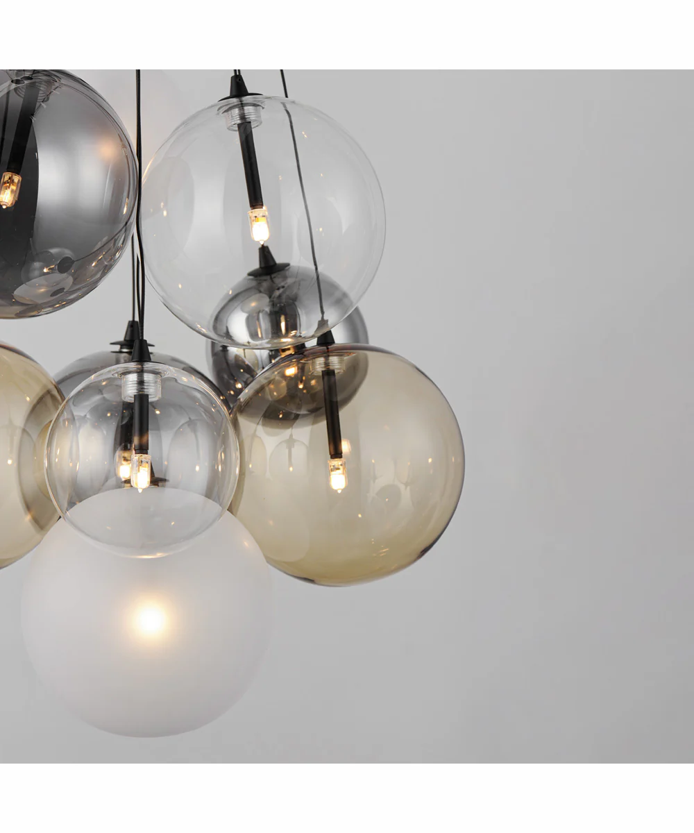 Burst 9-Light LED Pendant - Mixed Black - Image 3