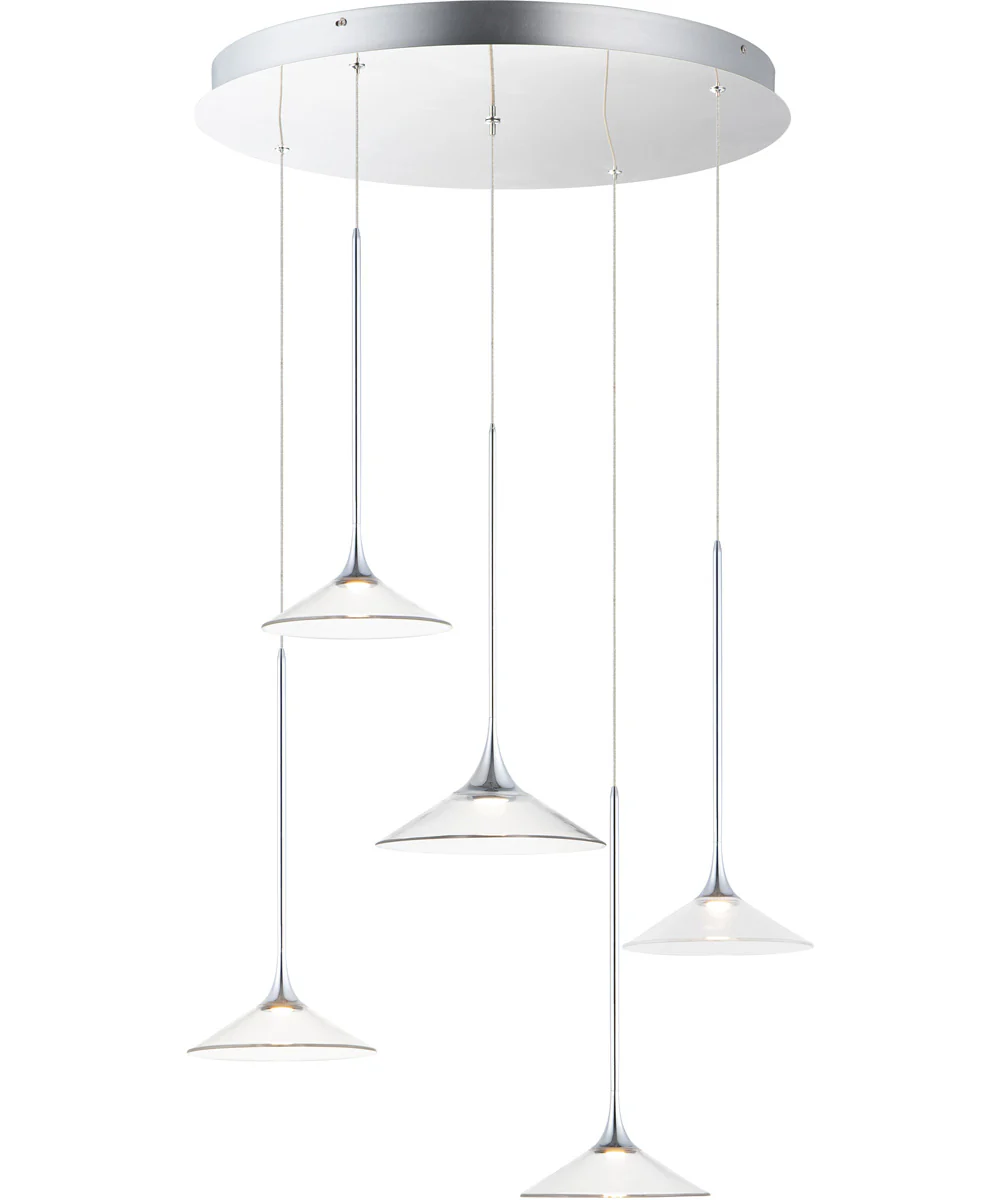Cono LED 5-Light Pendant Polished Chrome