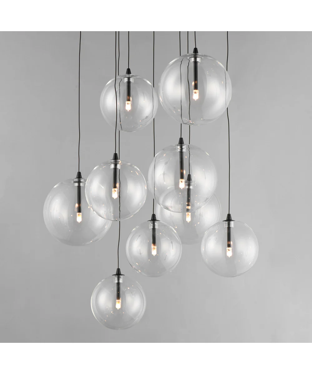 Global 9-Light LED Chandelier Black - Image 2