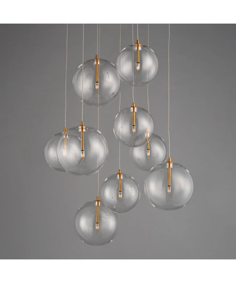 Global 9-Light LED Chandelier Natural Aged Brass - Image 2