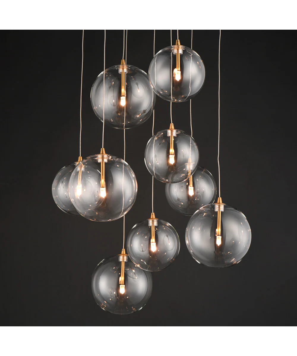 Global 9-Light LED Chandelier Natural Aged Brass - Image 3