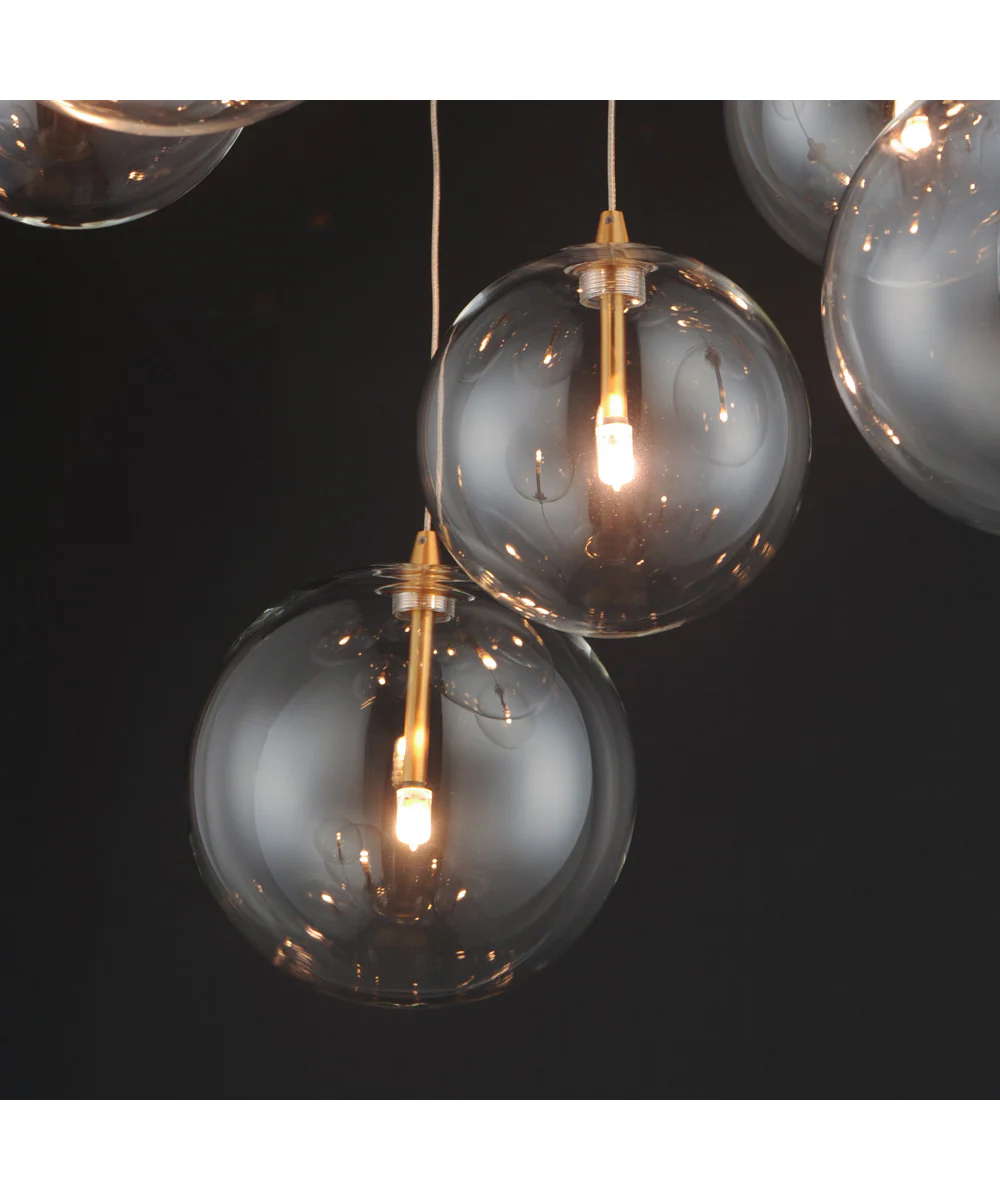 Global 9-Light LED Chandelier Natural Aged Brass - Image 4