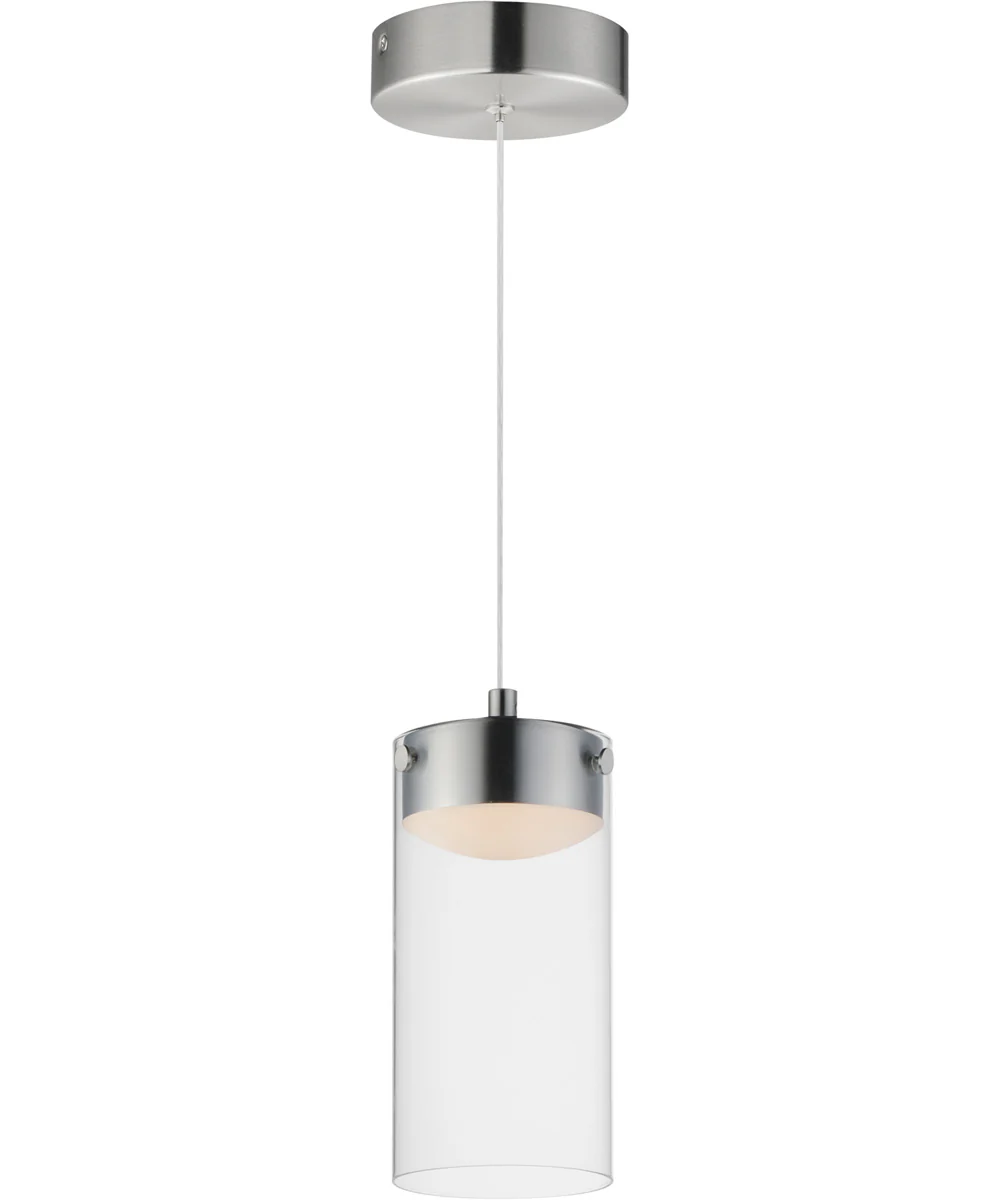 Highball Clear LED Mini Pendant Satin Nickel