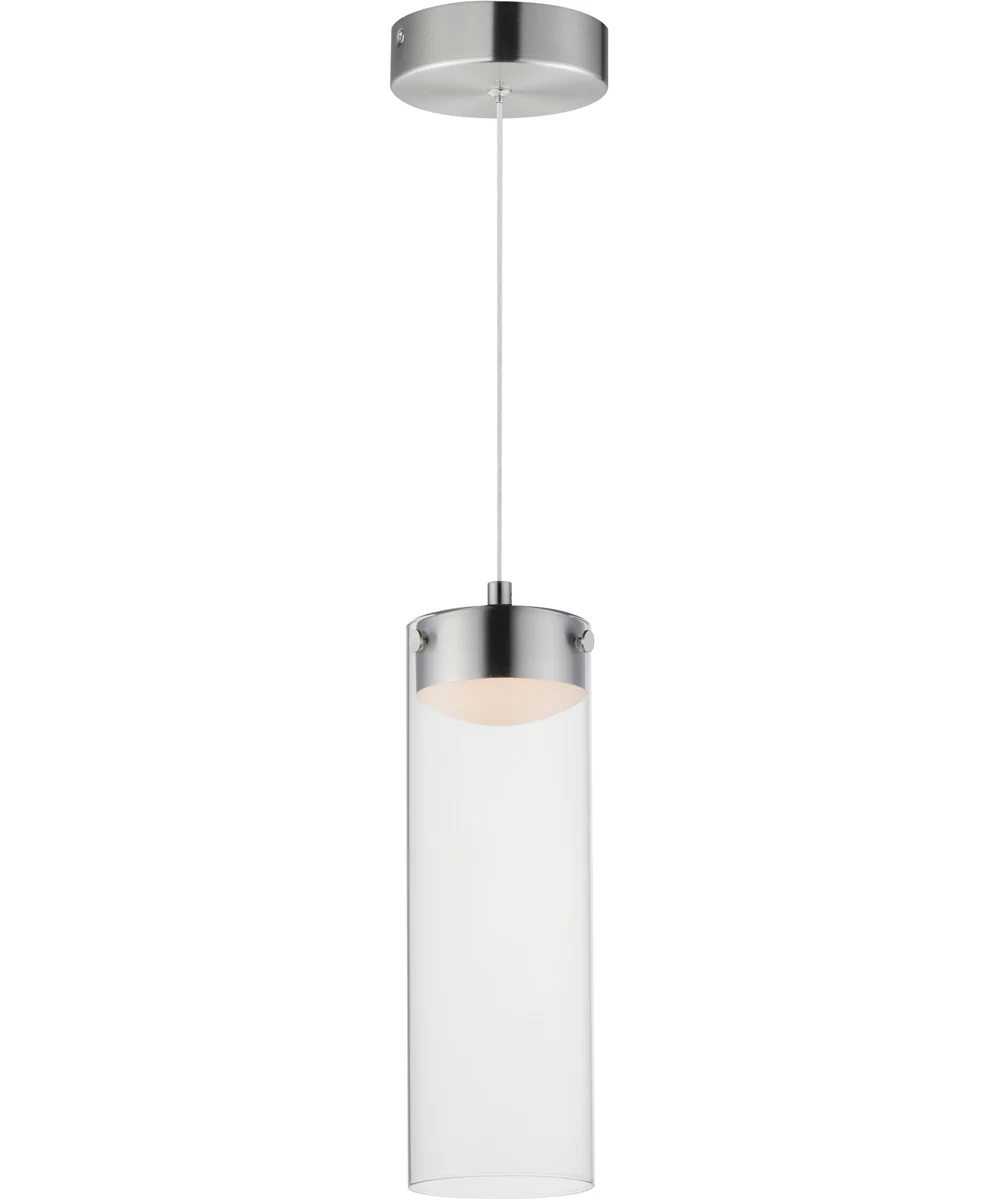 Highball Clear LED Pendant Satin Nickel