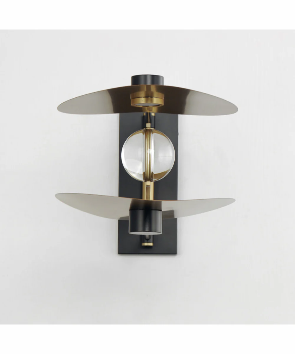 Pearl 2-Light LED Sconce Black / Natural Aged Brass - Image 2