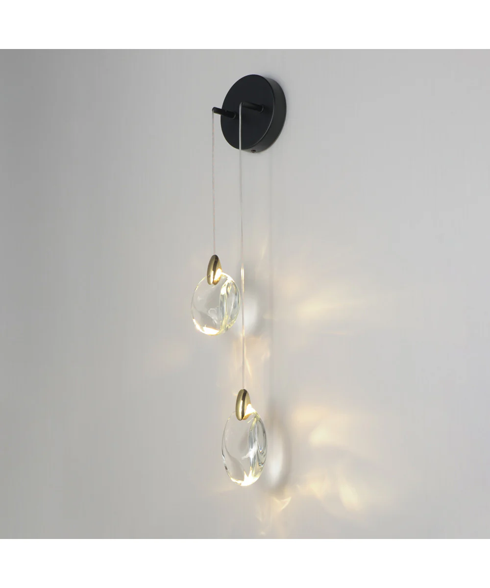 Pebble 2-Light Wall Sconce Black / Polished Gold - Image 5