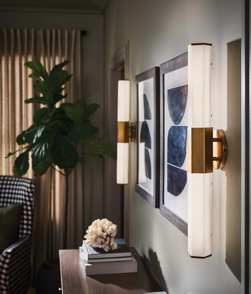 Facet LED-Light Medium LED Vanity in Heritage Brass - Image 2